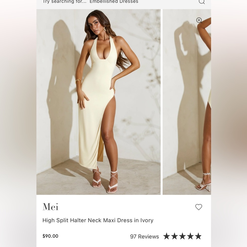 Ivory High Split Halter Maxi Dress